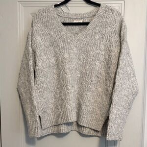 Lucky Brand Light Gray V-Neck Sweater